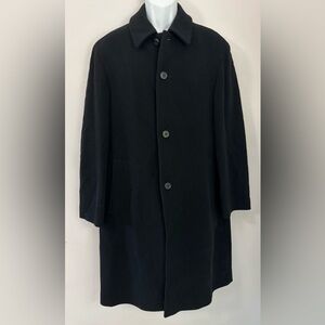 HUGO BOSS Luxury Black Virgin Wool Button Down Car Coat Size 38R